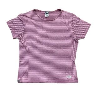 The North Face Striped Purple T-shirt pink short sleeve
